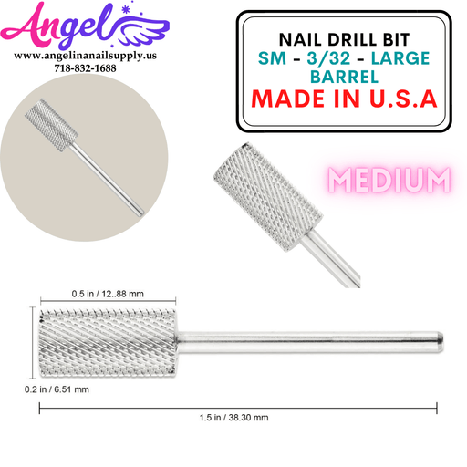 Nail Drill Bit - SM - 3/32 - Large Barrel - Angelina Nail Supply NYC