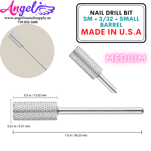 Nail Drill Bit - SM - 3/32 - Small Barrel - Angelina Nail Supply NYC