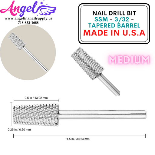 Nail Drill Bit - SSM - 3/32 - Tapered Barrel - Angelina Nail Supply NYC