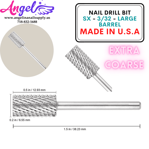Nail Drill Bit - SX - 3/32 - Large Barrel - Angelina Nail Supply NYC