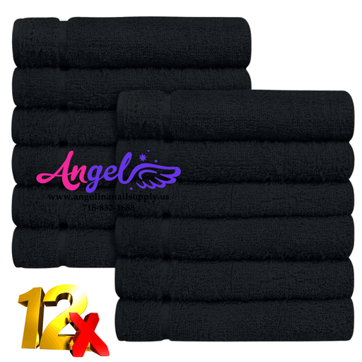 Pedicure Towel - Black (Box of 144) - Angelina Nail Supply NYC